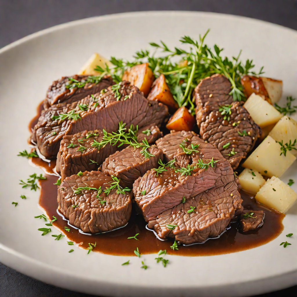 Slow-Braised Beef with Garlic and Thyme