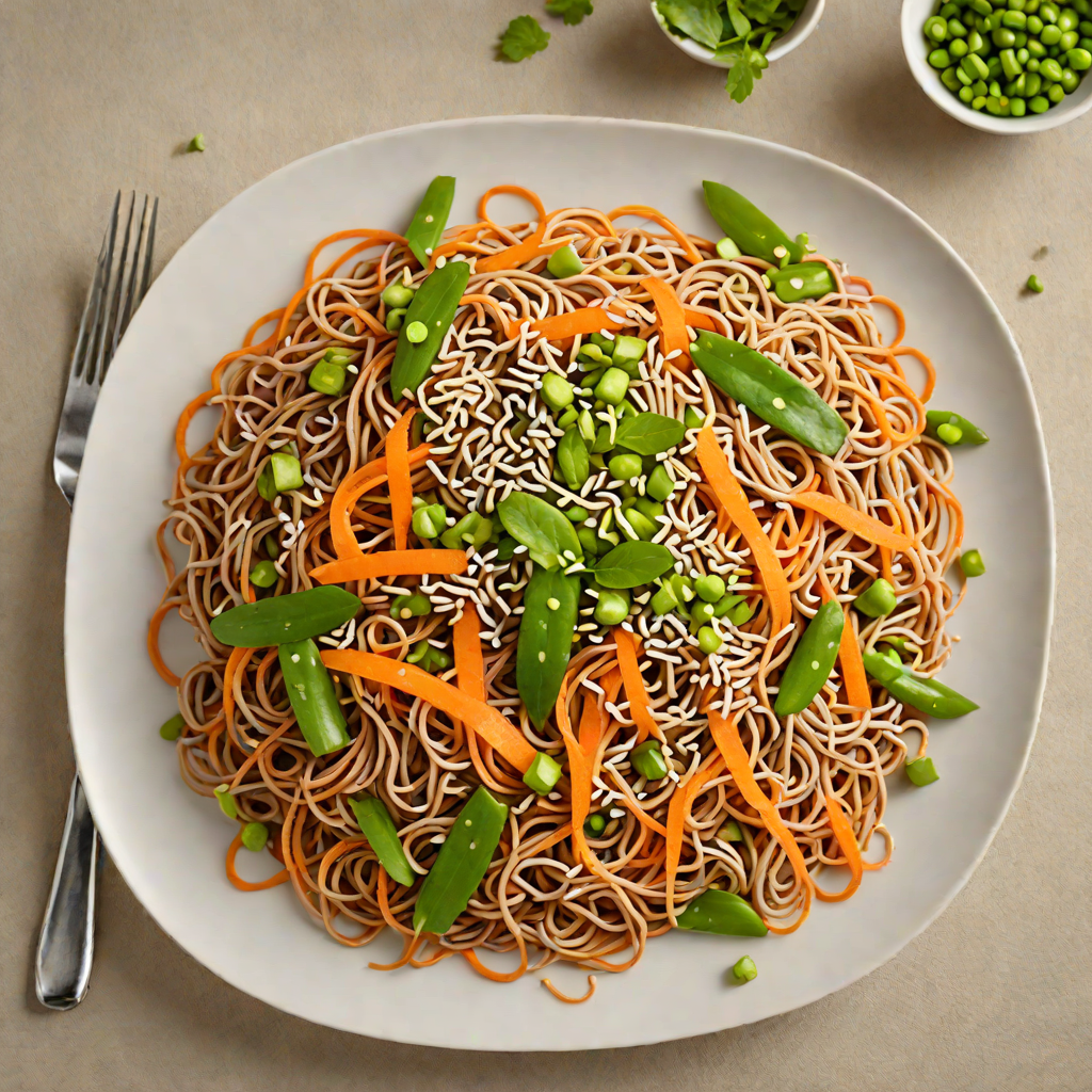 Sesame-Ginger Soba Noodles with Shredded Carrot and Snap Peas