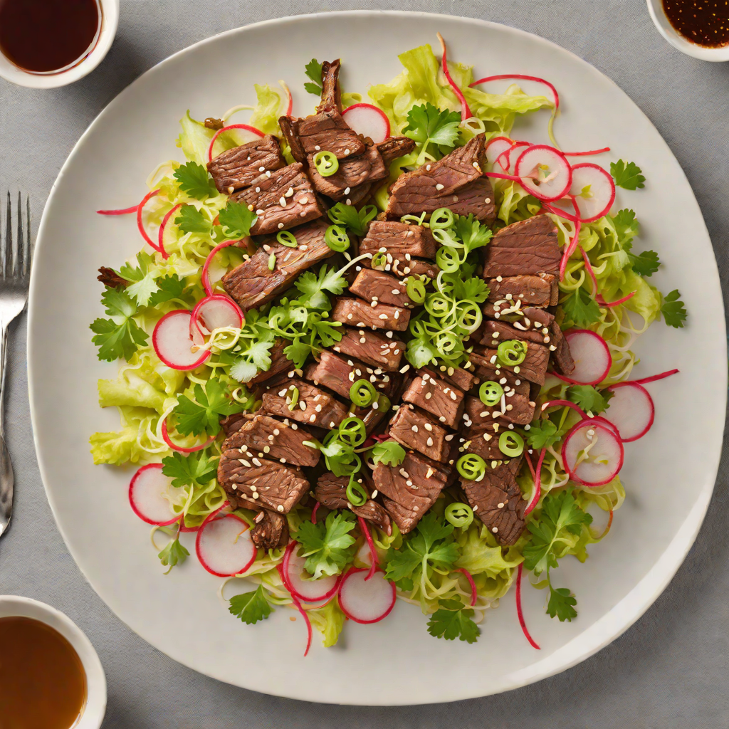 Pan-Seared Korean Bulgogi Beef with Pickled Radish Salad