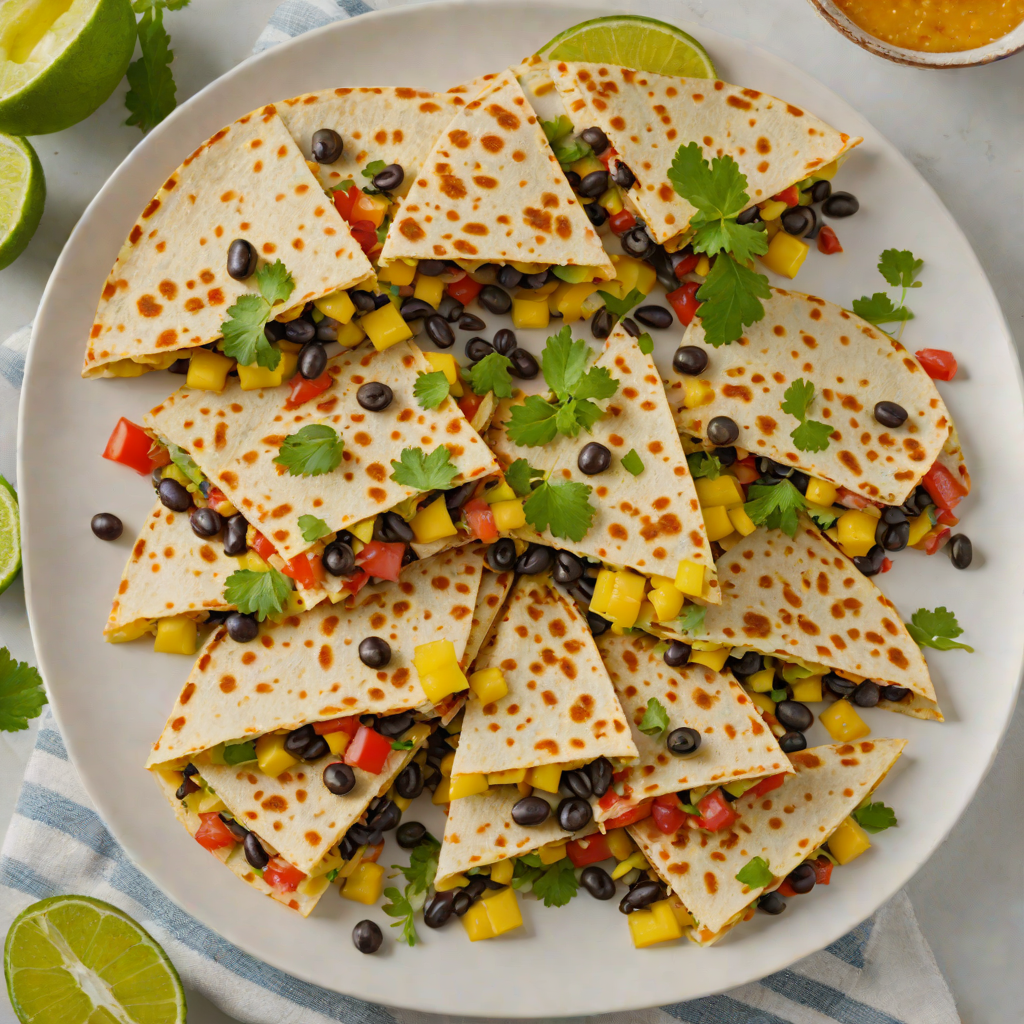 Tropical Veggie Quesadilla with Black Beans and Pineapple