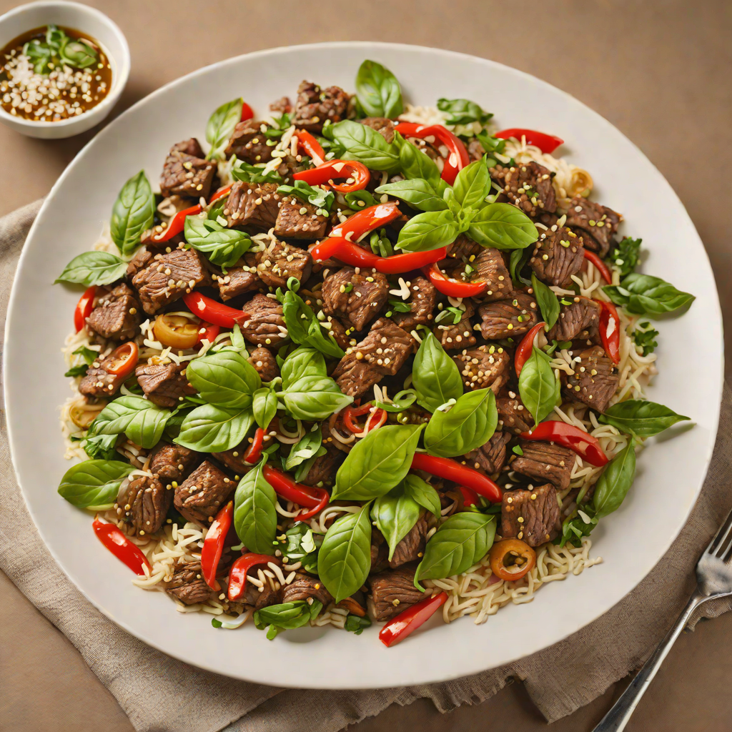 Stir-Fried Basil Beef with Garlic and Chili