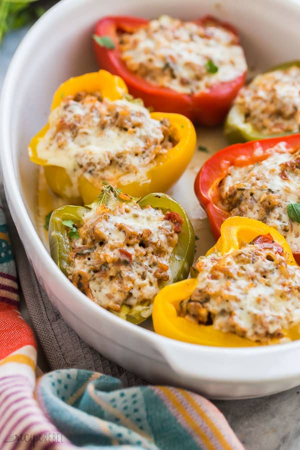 Stuffed Mini Bell Peppers with Turkey and Cheese