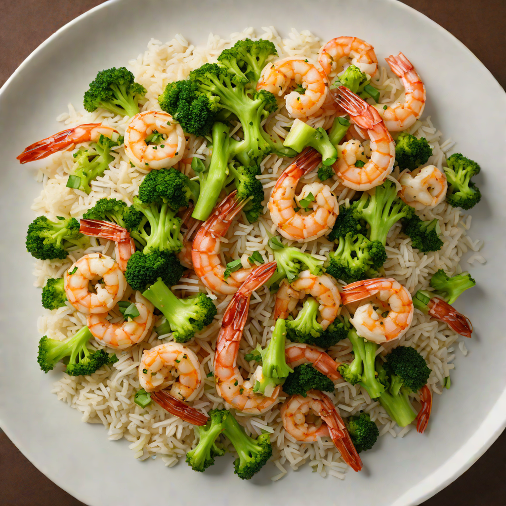 Sautéed Ginger-Garlic Shrimp with Broccoli and Jasmine Rice