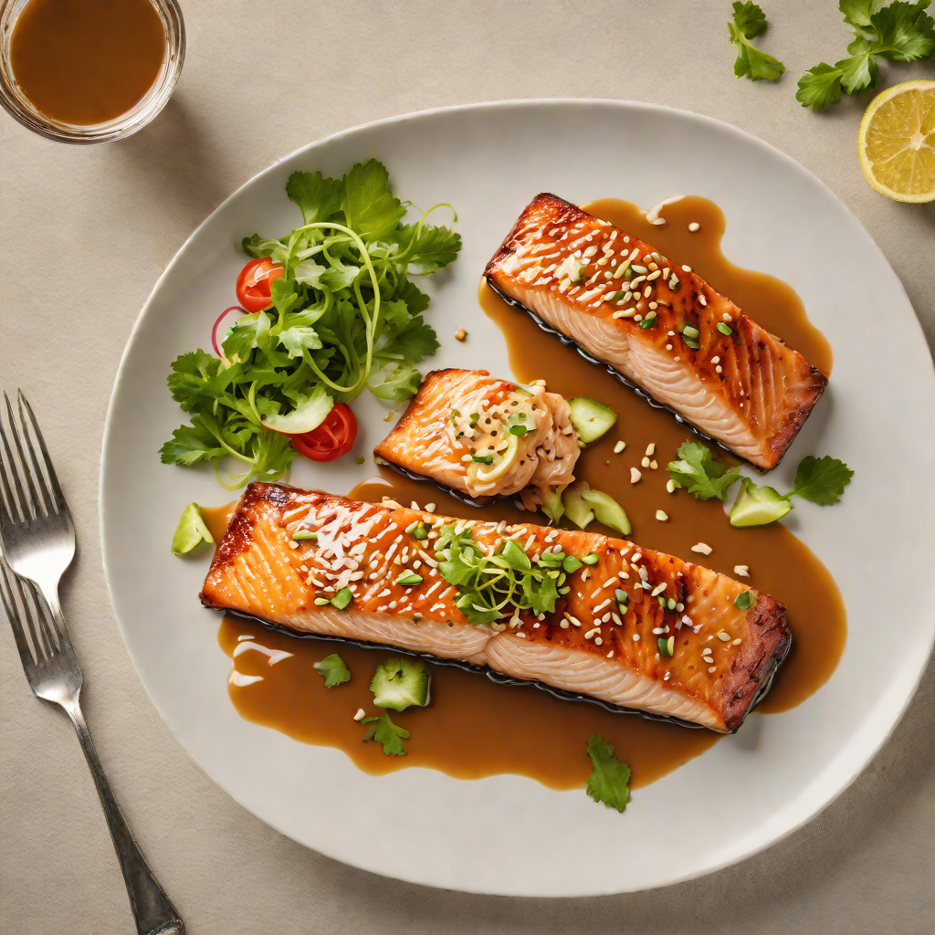 Baked Miso-Glazed Salmon with Sesame Ginger Dressing