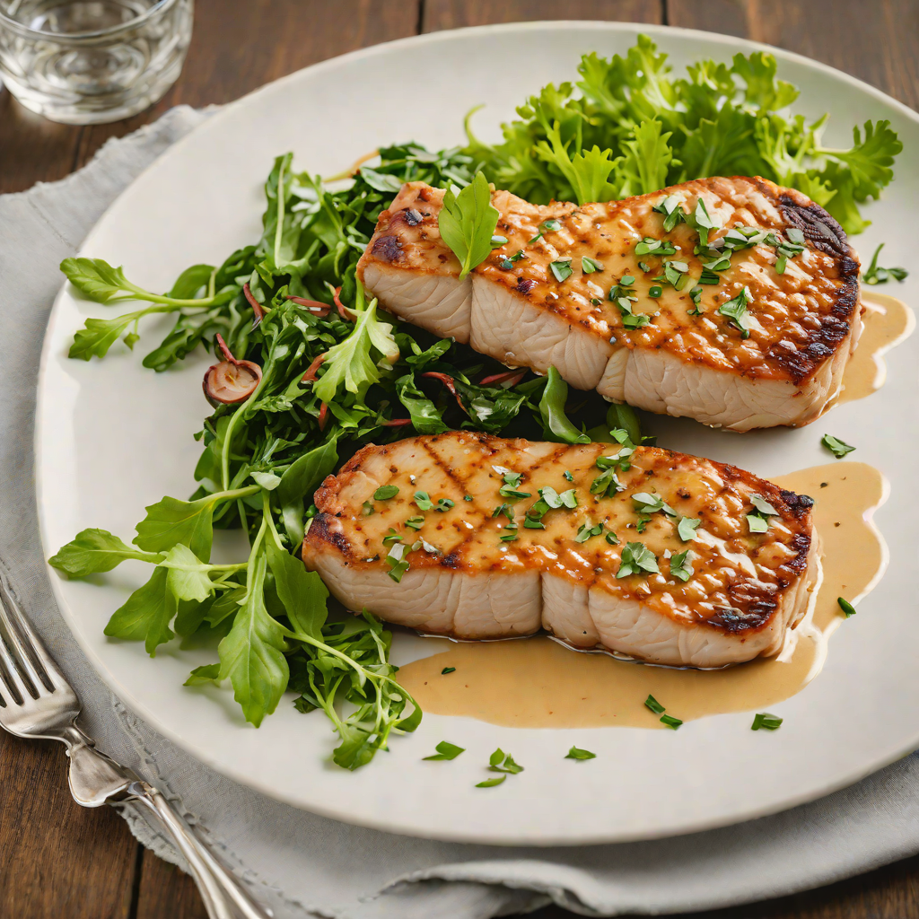Pan-Seared Pork Chops with Bitter Greens and Garlic Sauce