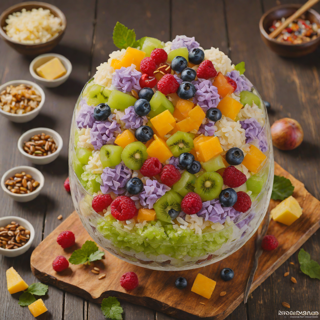 Halo-Halo Filipino Shaved Ice Dessert with Sweet Beans and Fruit