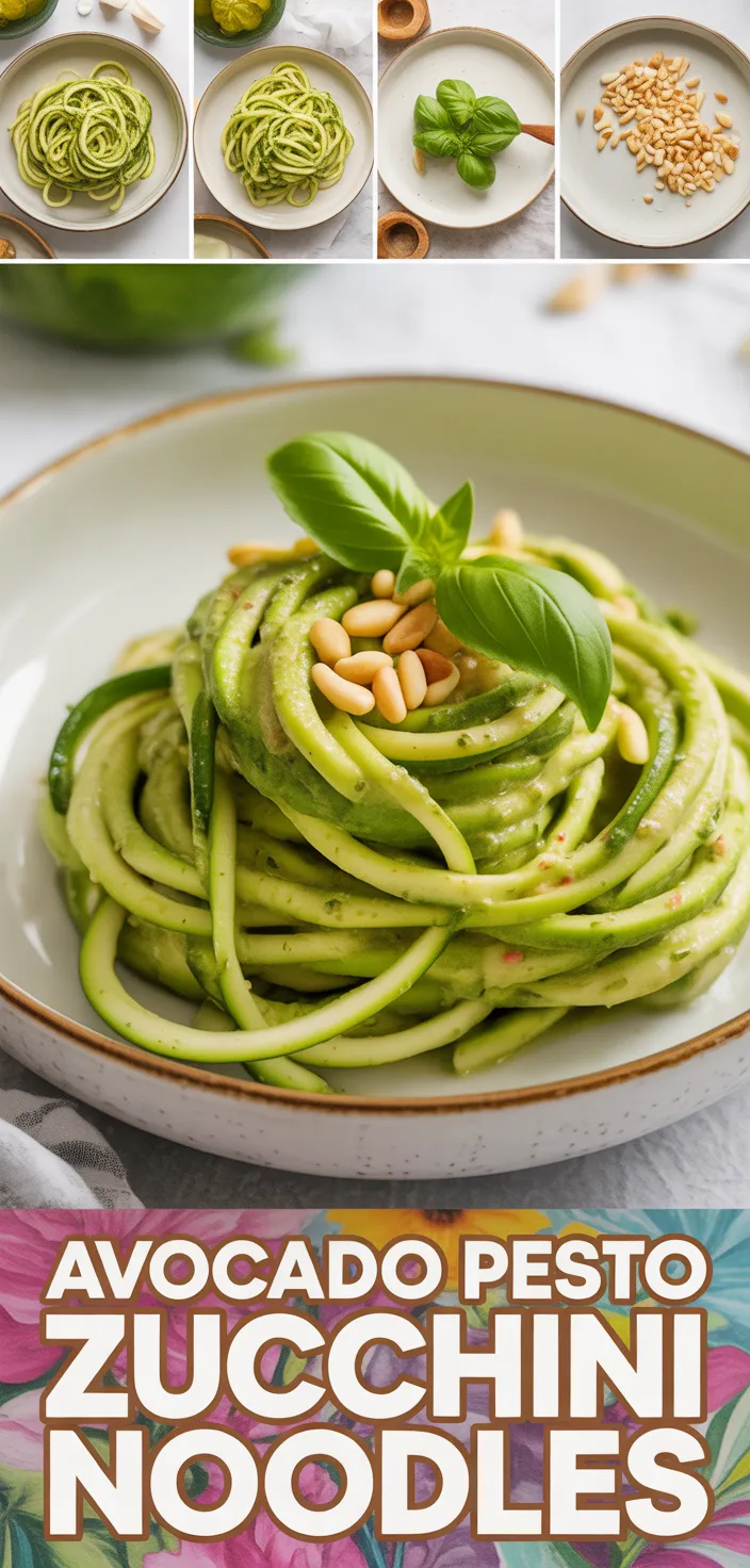 Avocado Basil Zucchini Noodles with Pine Nut Pesto