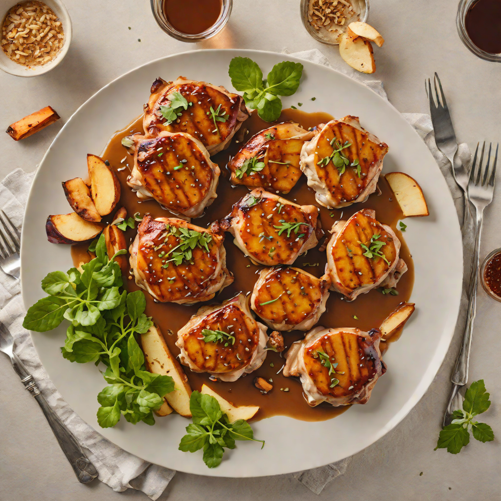 Pan-Seared Chicken Thighs with Roasted Sweet Potatoes and Apple Cider Glaze