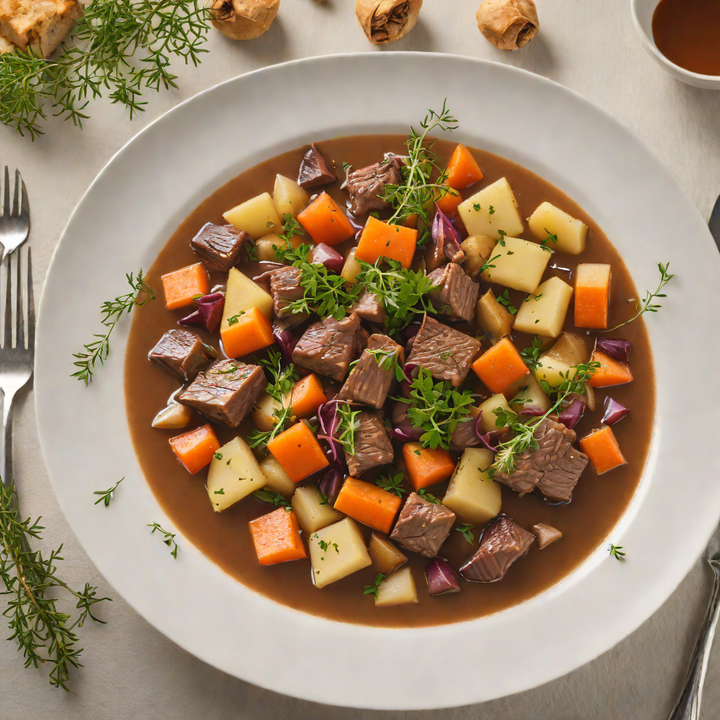 Nordic-Inspired Braised Reindeer Stew with Root Vegetables