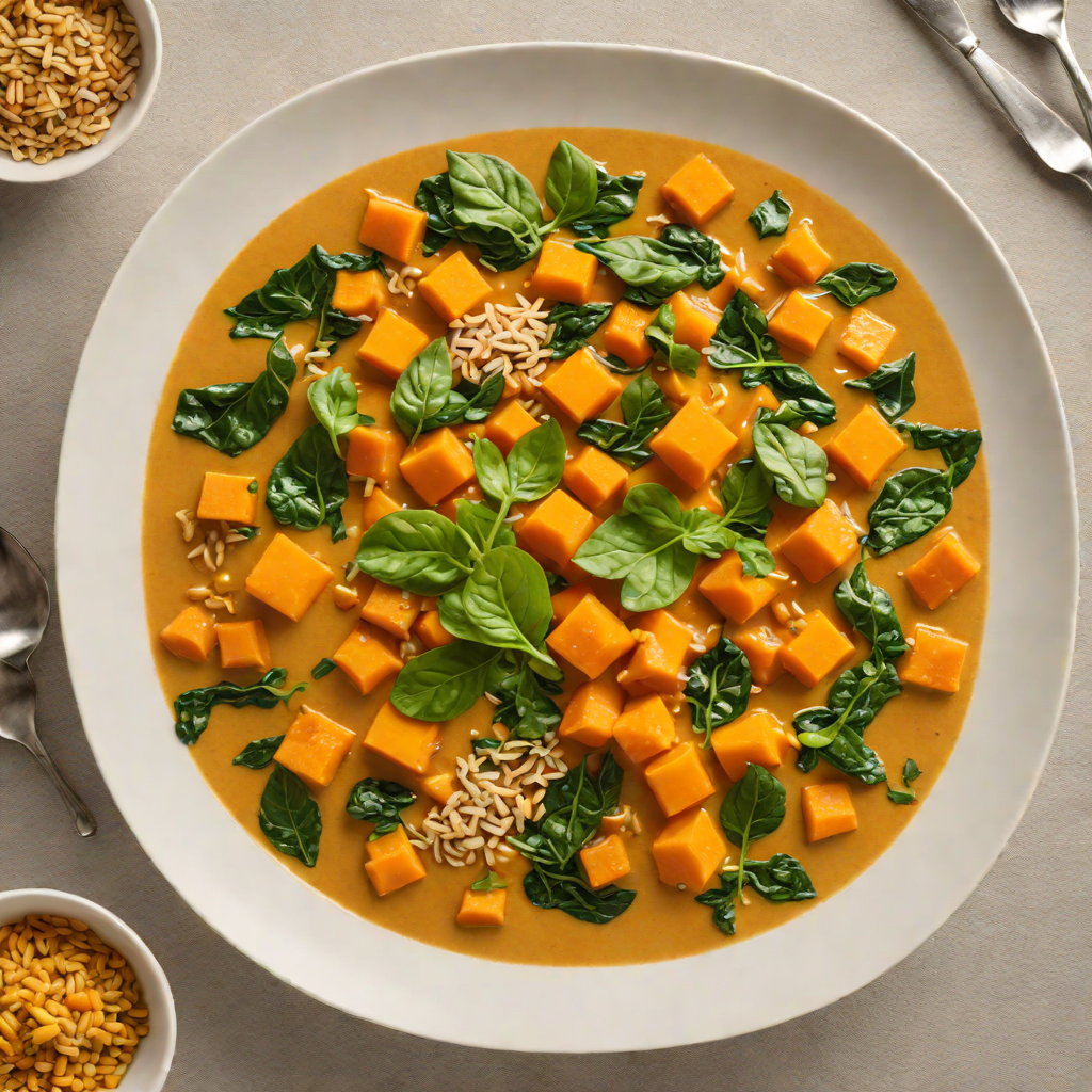 Silky Vegan Coconut Curry with Sweet Potato and Spinach
