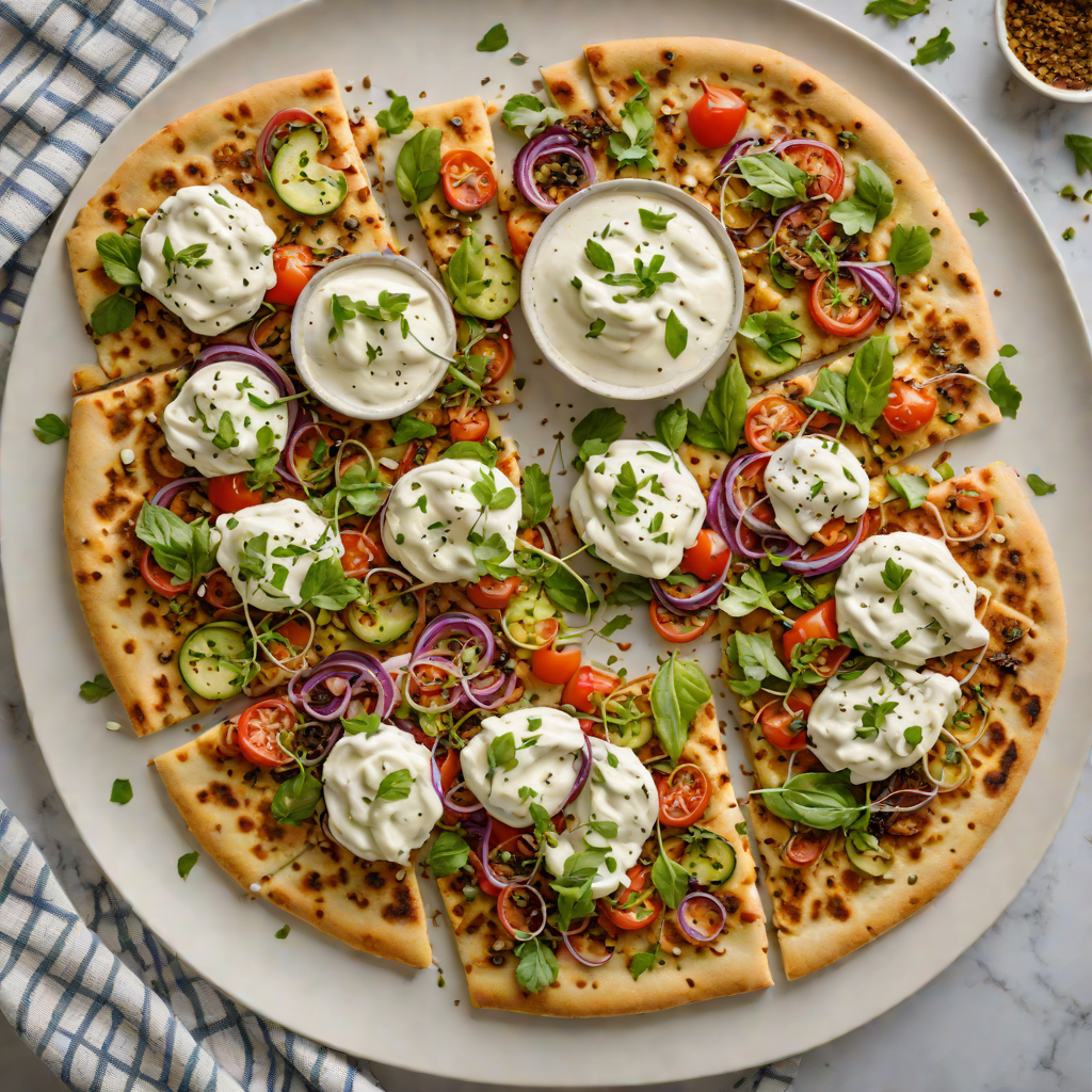 Hidden Vegetable Mediterranean Flatbread with Za'atar Yogurt Drizzle