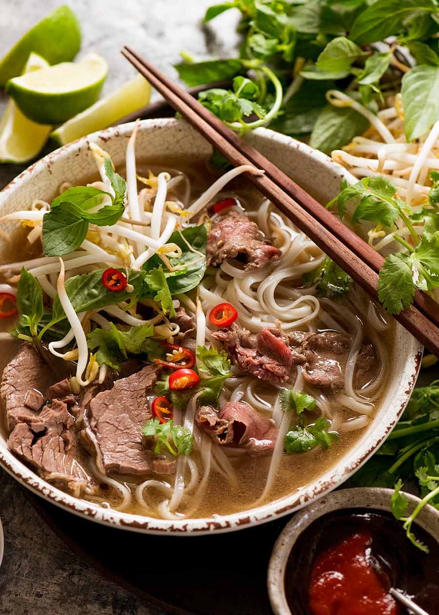 Pho-Inspired Chicken Rice Noodle Soup with Star Anise and Ginger
