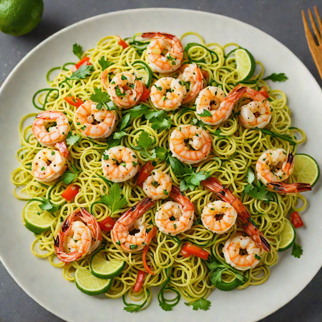 Garlic-Lime Shrimp and Zucchini Noodles Stir Fry