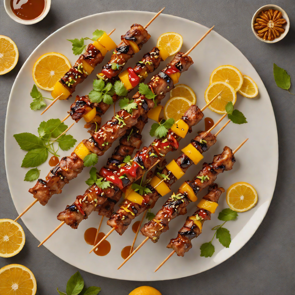 Caramelized Citrus and Tamarind Glazed Pork Skewers