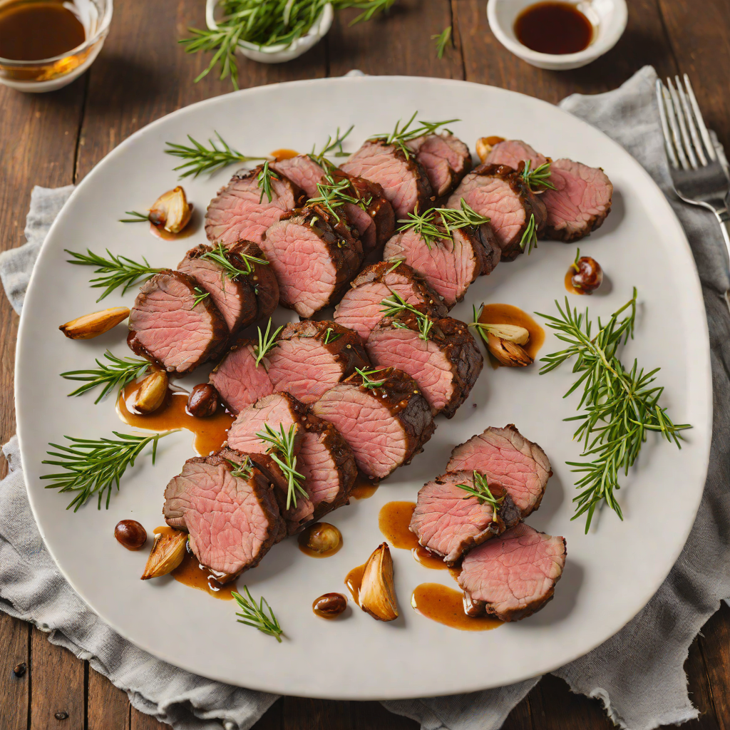 Roasted Backstrap Venison with Garlic and Rosemary