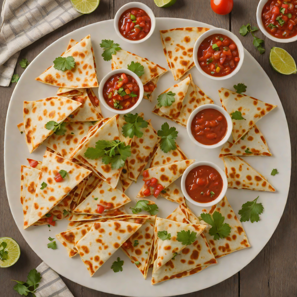 Cheesy Mini Chicken Quesadillas with Mild Salsa
