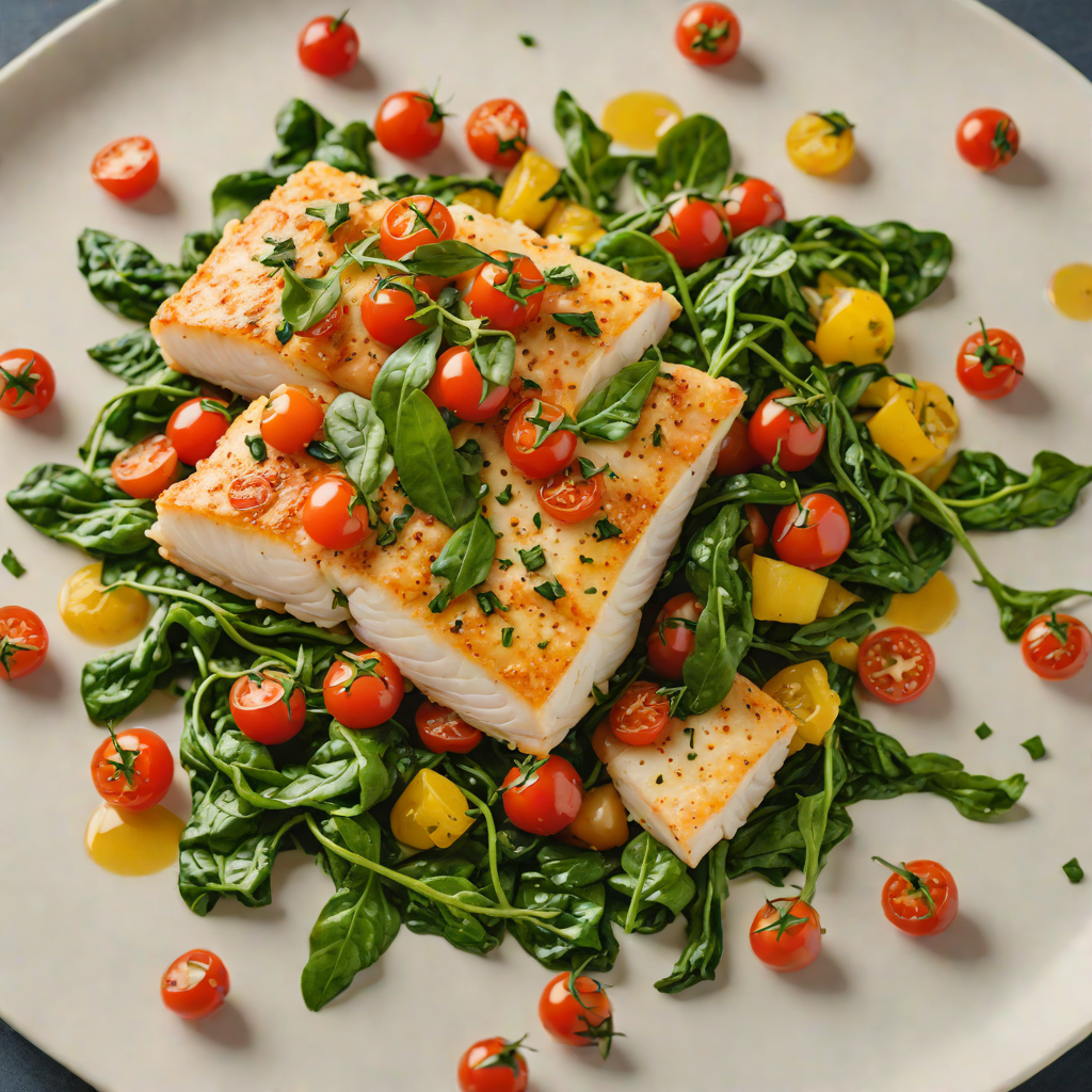 Sautéed Cod with Garlic Spinach and Cherry Tomatoes