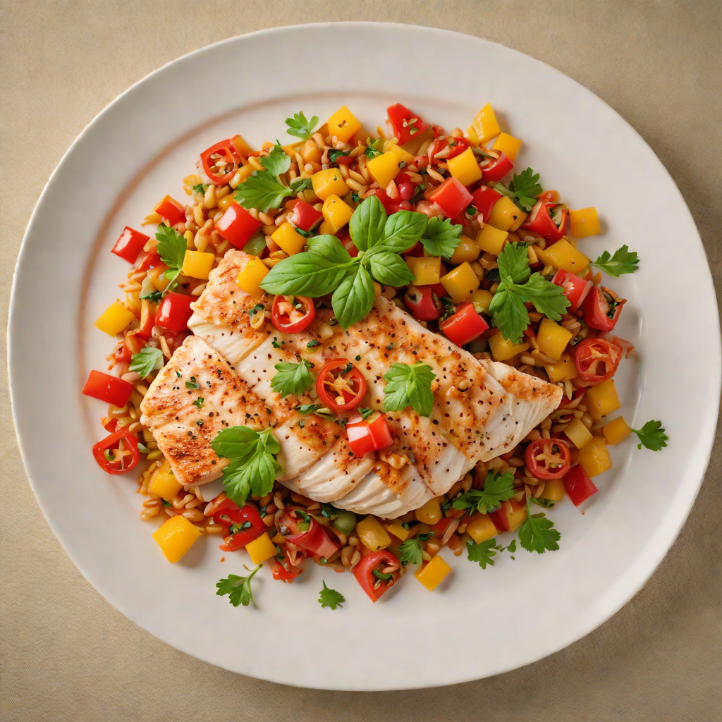 Pan-Seared Chicken Breast with Spicy Tomato and Bell Pepper Ragout