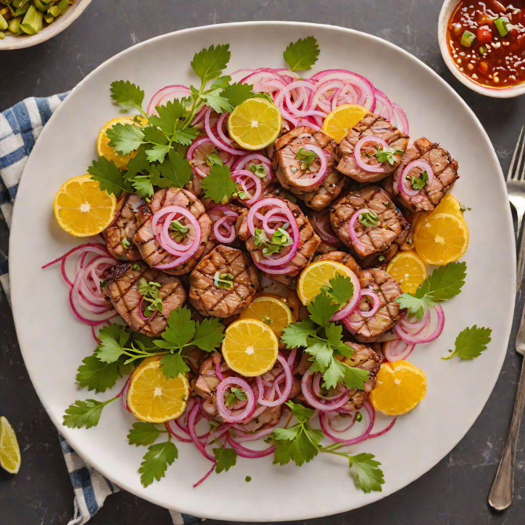Grilled Citrus-Marinated Pork Poc Chuc with Pickled Red Onion