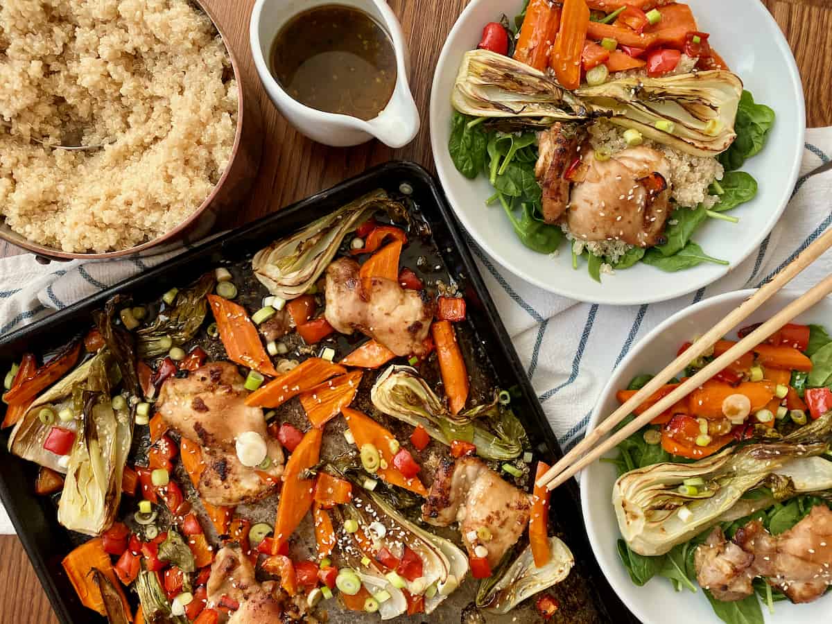 Sesame-Ginger Glazed Chicken with Crispy Roasted Veggies
