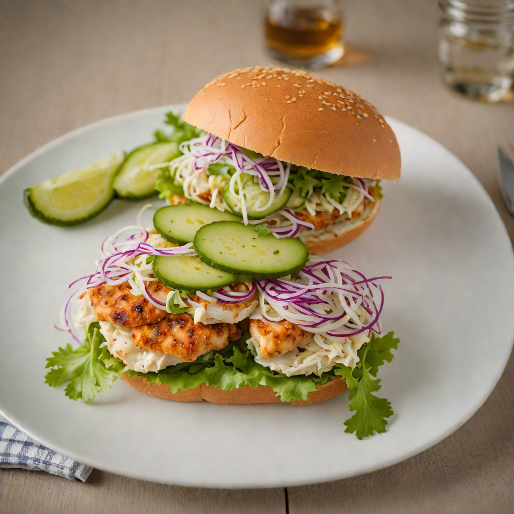 Pan-Seared Chicken Sandwich with Tangy Pickle Slaw