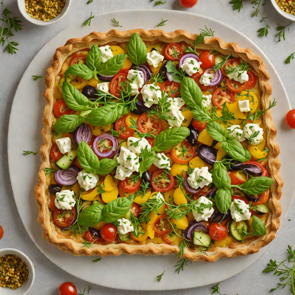 Herb-Infused Garden Vegetable Tart with Goat Cheese