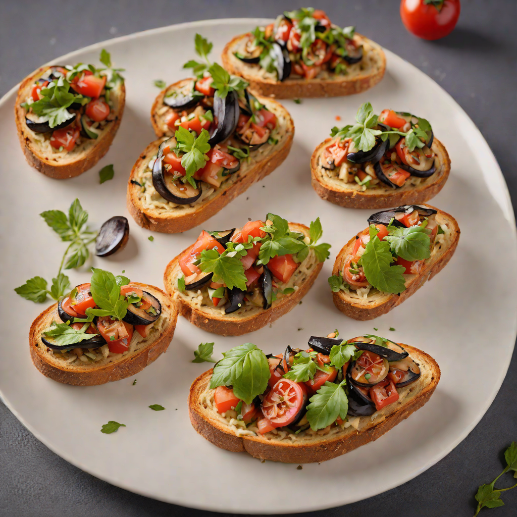 Smoky Charred Eggplant and Tomato Bruschetta