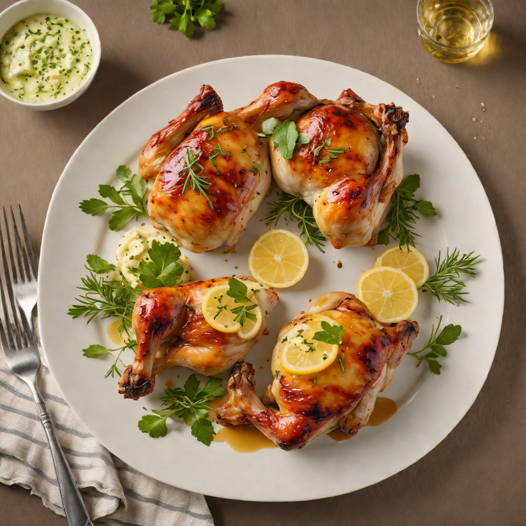 Honey-Glazed Roast Chicken with Garden Herb Butter