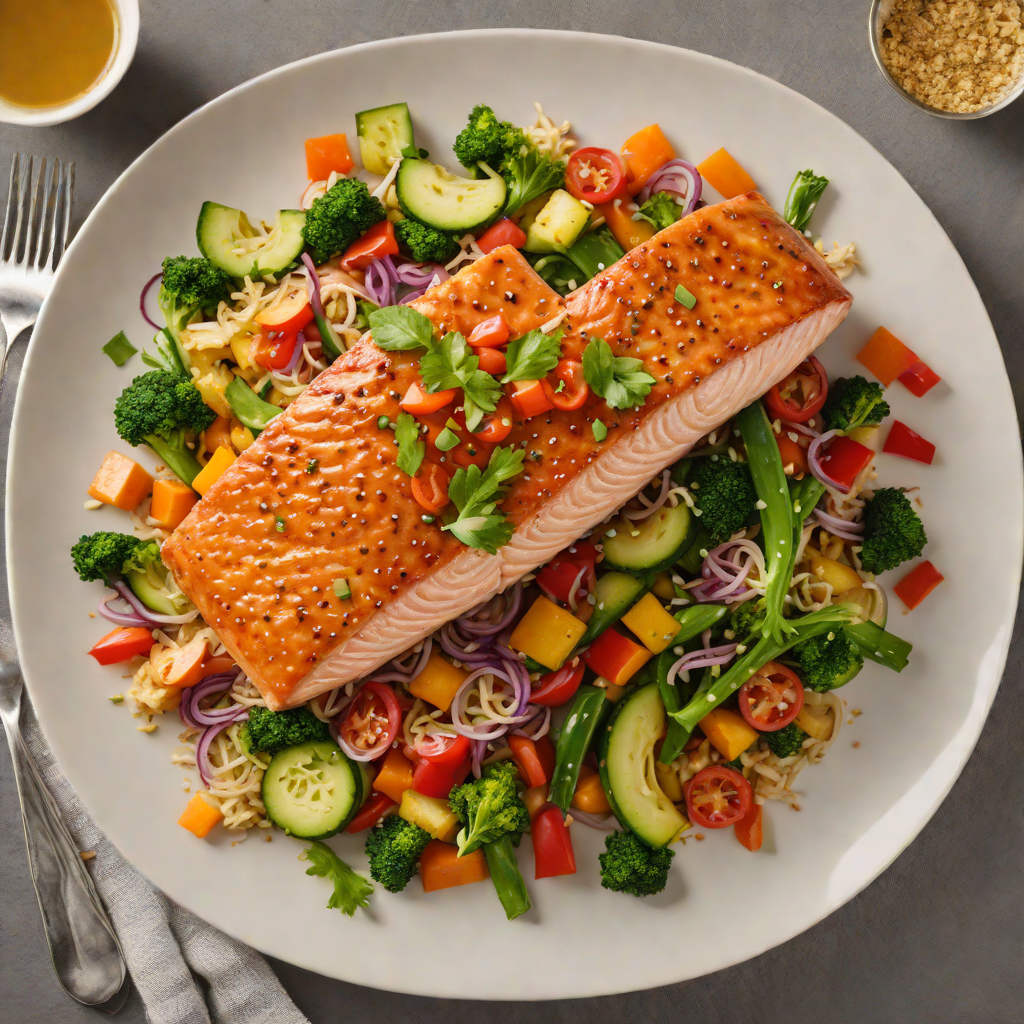 Seared Miso-Glazed Salmon with Summer Vegetable Stir-Fry