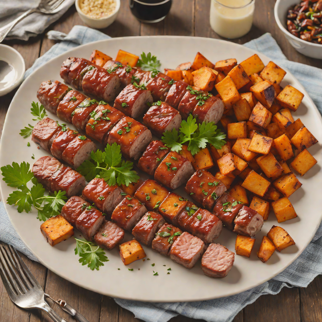 Sheet Pan Maple-Glazed Breakfast Sausage with Roasted Sweet Potatoes
