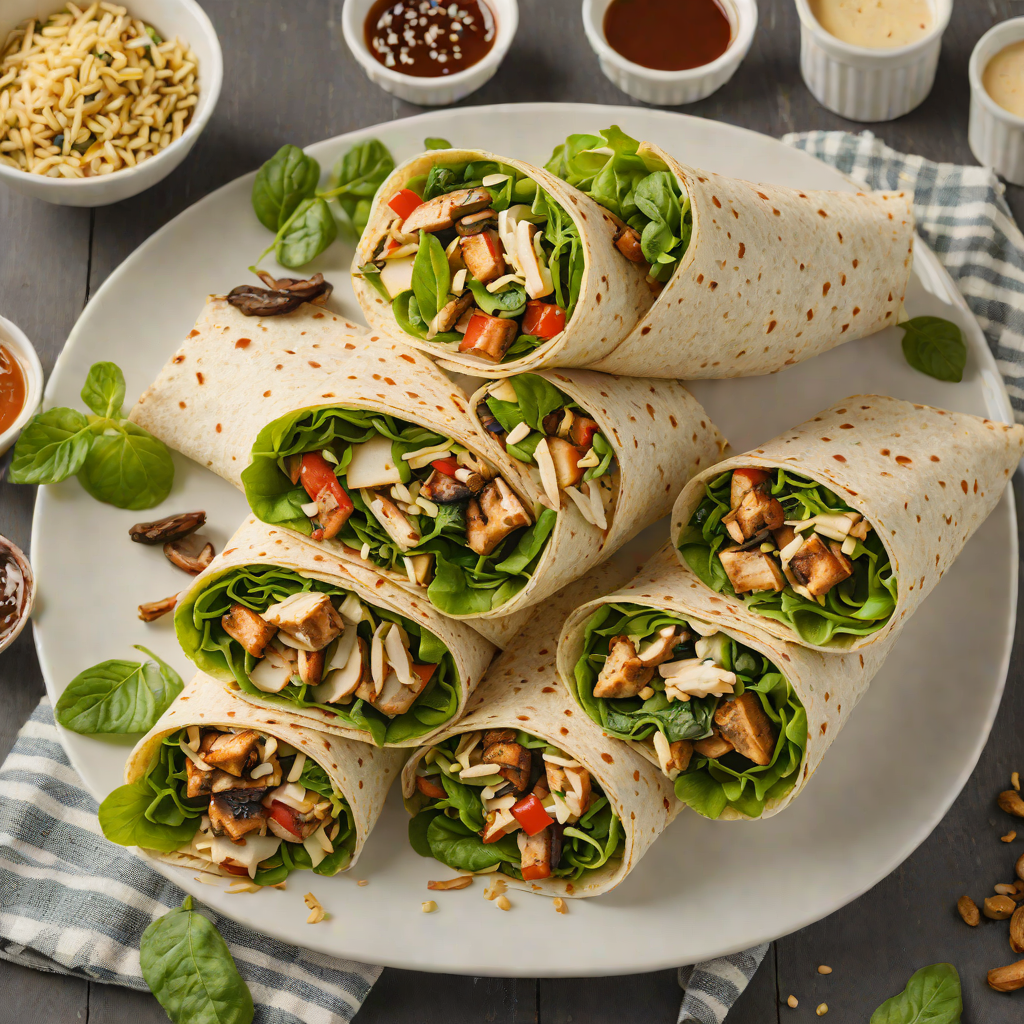 Free-Range Chicken and Spinach Breakfast Wrap with Sautéed Mushrooms