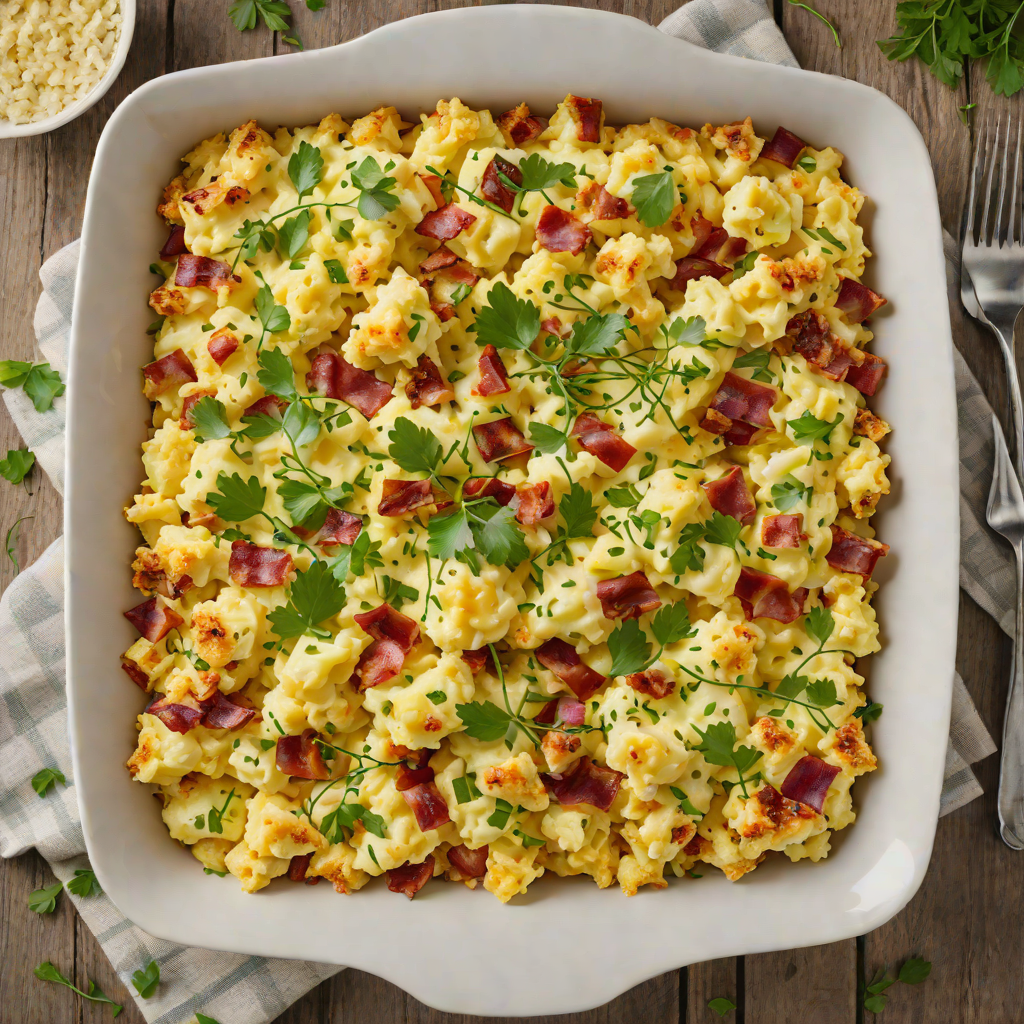 Cheddar Cauliflower Bake with Bacon and Chives
