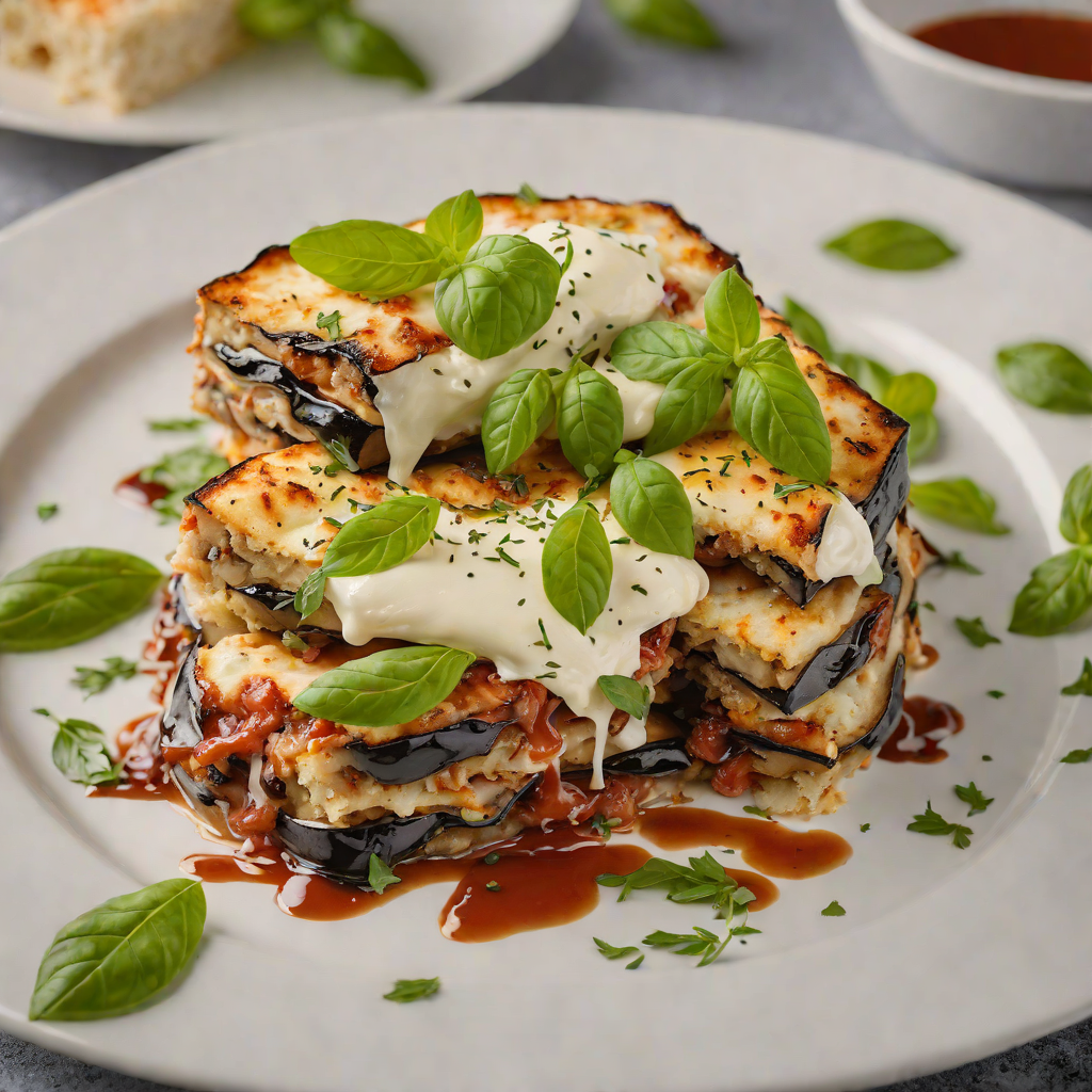 Eggplant and Mozzarella Layered Bake with Basil