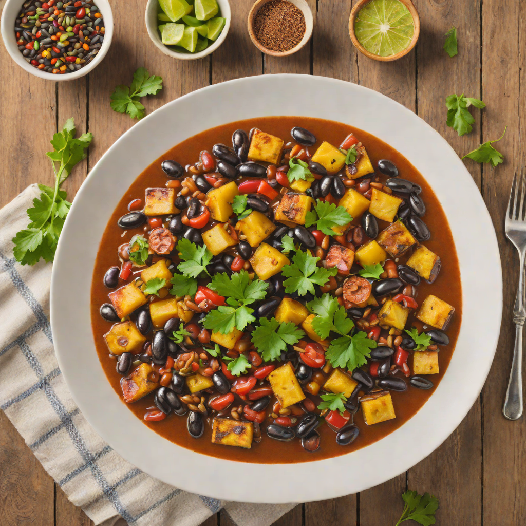 Dominican-Style Spiced Plantain and Black Bean Stew