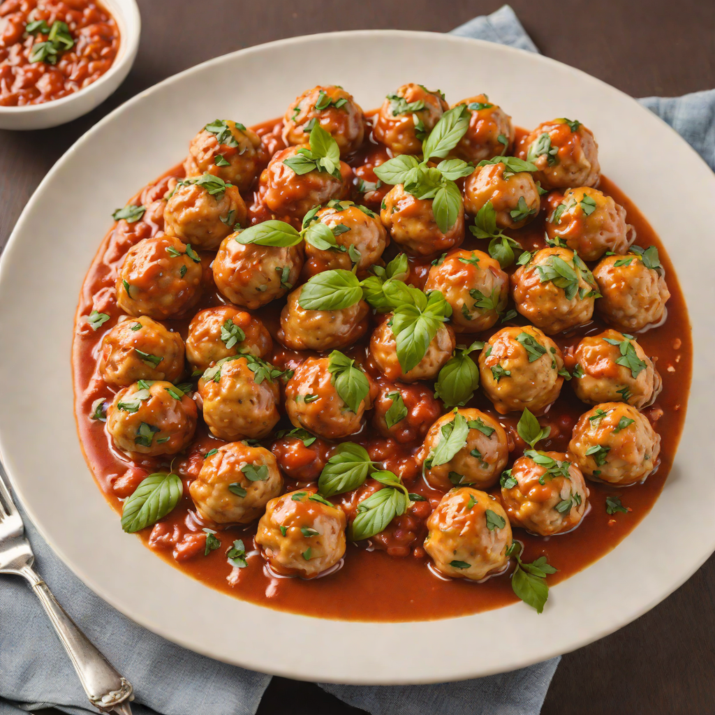 Stovetop Mini Chicken Meatballs in Tomato Basil Sauce