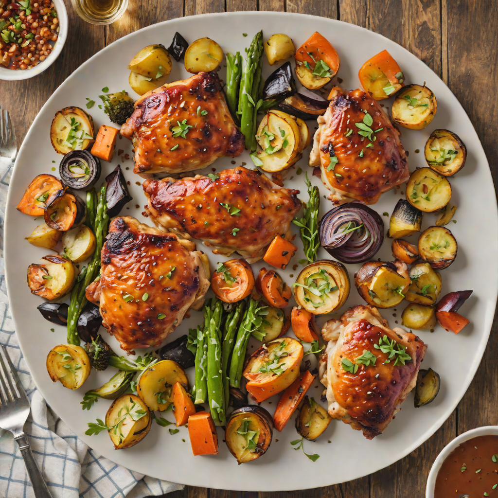 Sheet Pan No-Sugar BBQ Chicken Thighs with Roasted Vegetables