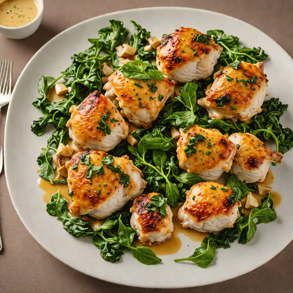 Garlic-Roasted Chicken Thighs with Sautéed Spinach