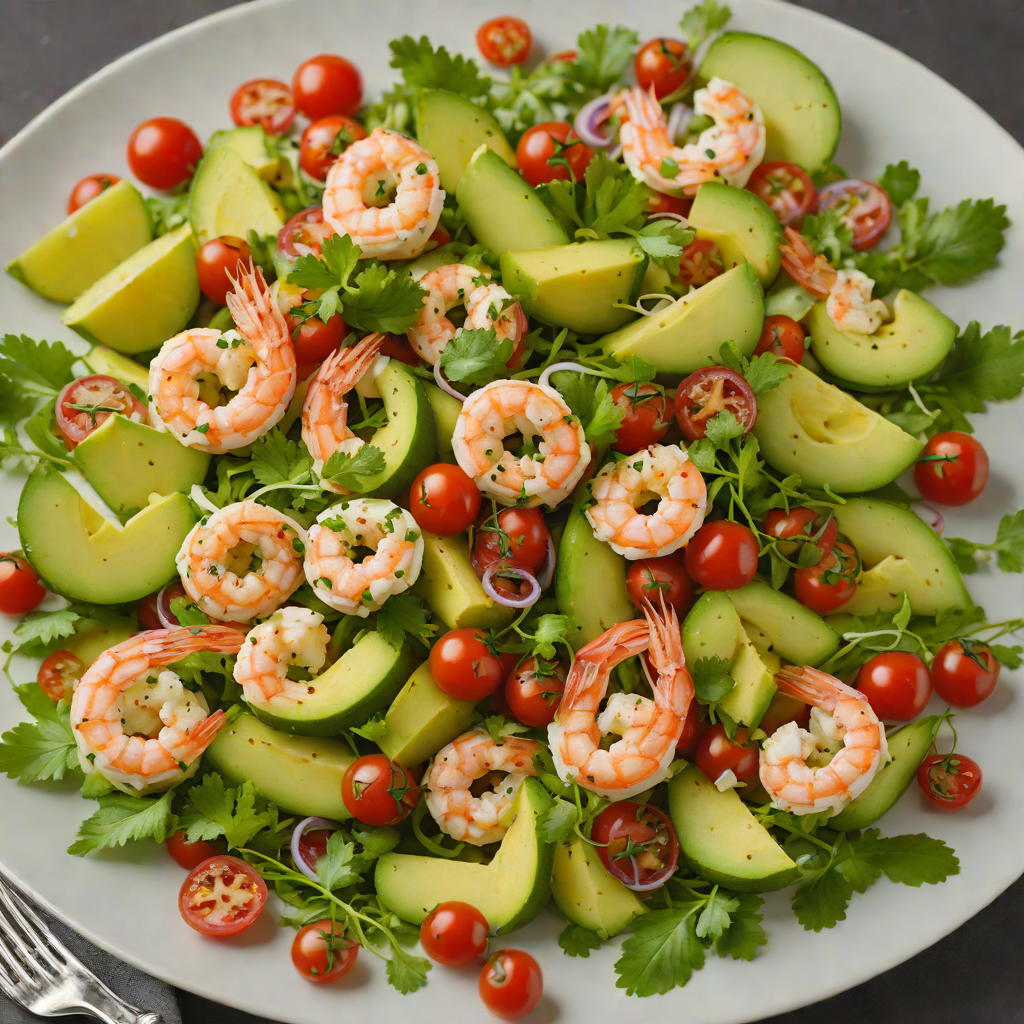 Lime-Cilantro Shrimp Salad with Avocado and Cherry Tomatoes