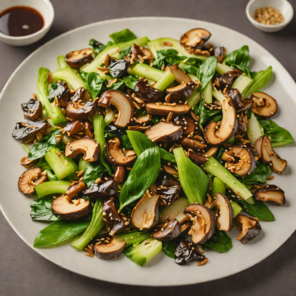 Stir-Fried Shiitake Mushroom and Bok Choy with Garlic Sauce