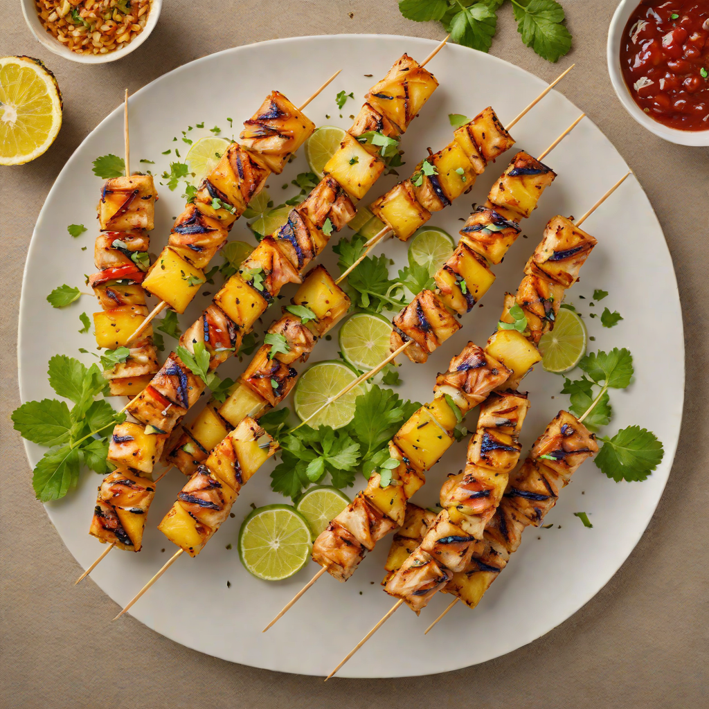 Grilled Pineapple and Rum-Marinated Chicken Skewers