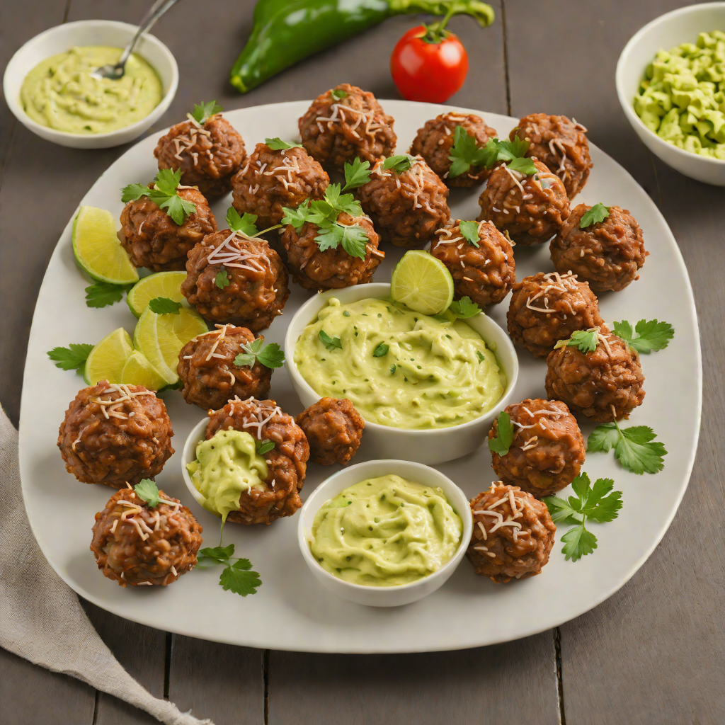 Cheese-Stuffed Jalapeño Meatballs with Creamy Avocado Dip