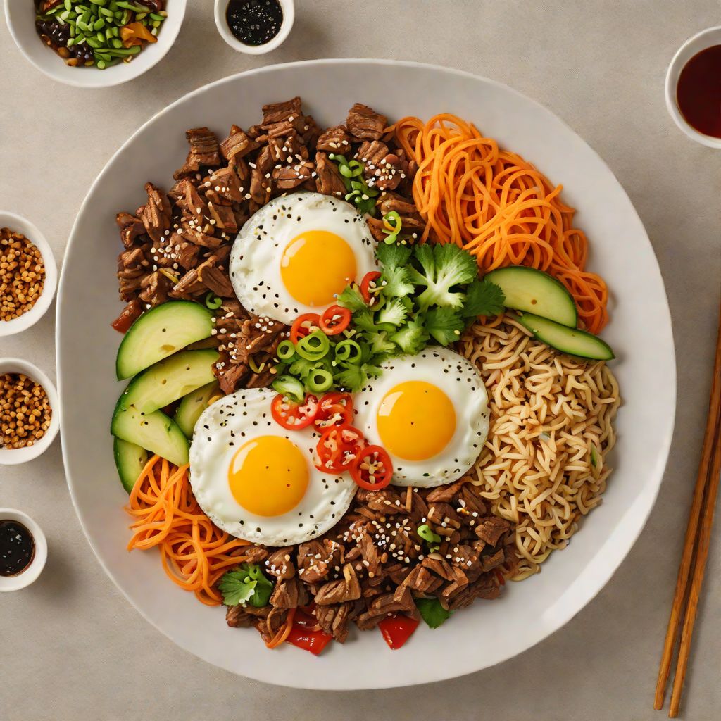Korean-Inspired Spicy Beef Bibimbap with Sesame-Garlic Sauce