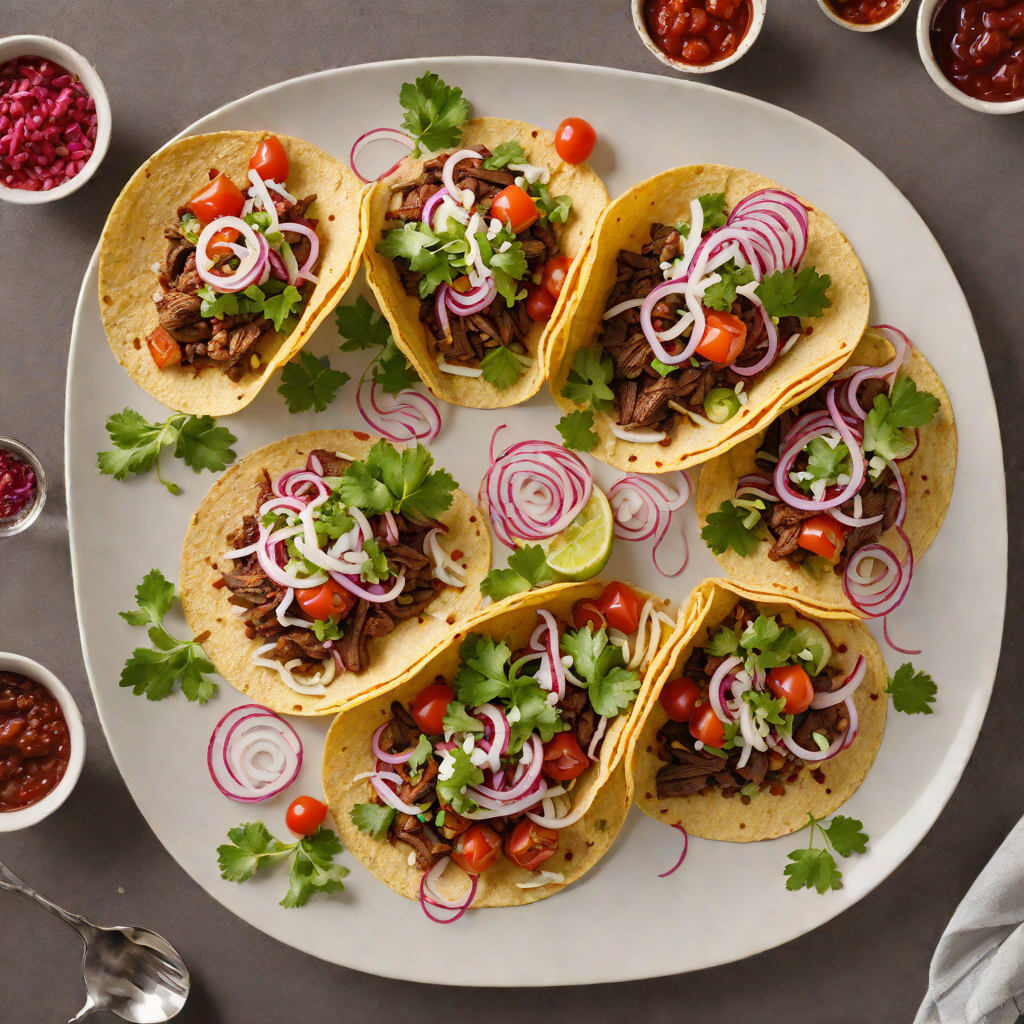 Mole-Inspired Pork Tacos with Roasted Tomato Salsa and Pickled Onions