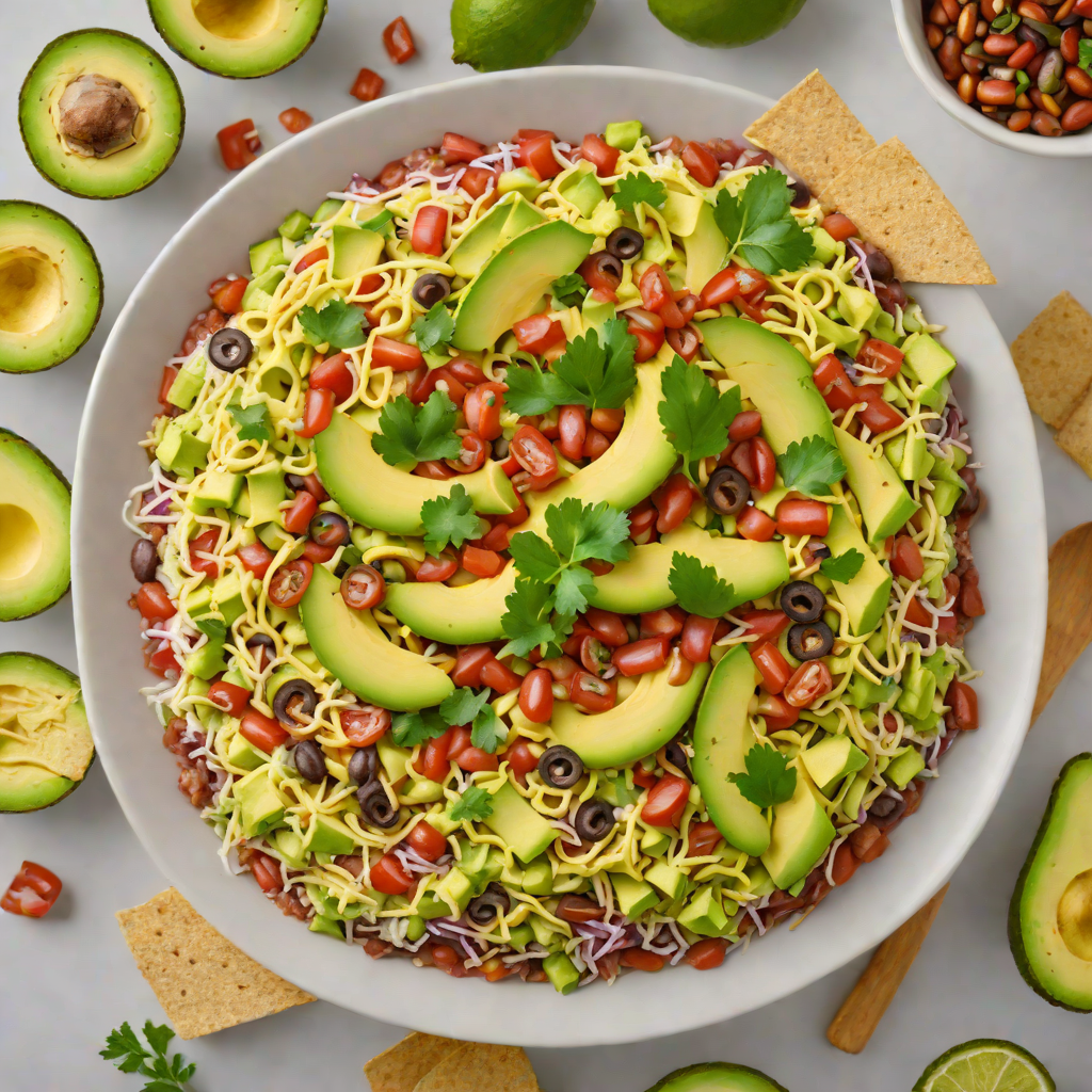 Layered Mexican No-Cook Bean and Avocado Dip