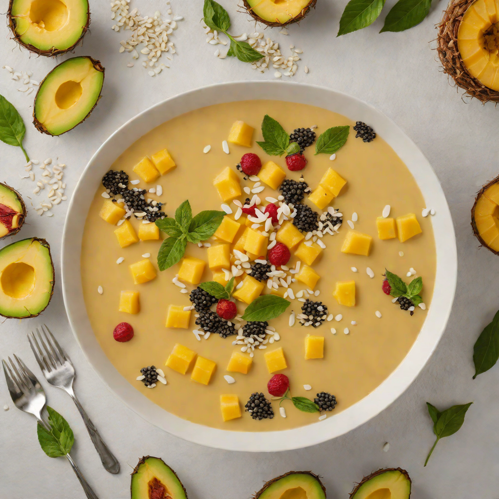 Chilled Mango-Pineapple Smoothie Bowl with Coconut and Chia