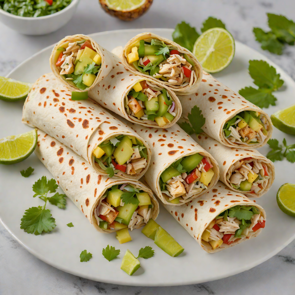 Charred Pineapple and Jalapeño Chicken Wrap with Cilantro Lime Sauce