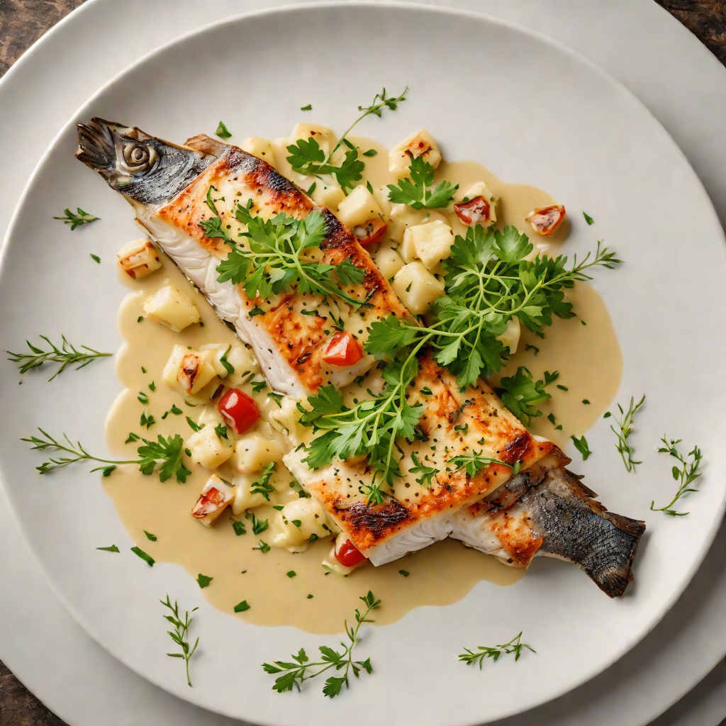 Pan-Roasted Sea Bass with Garlic and Herb Butter Sauce