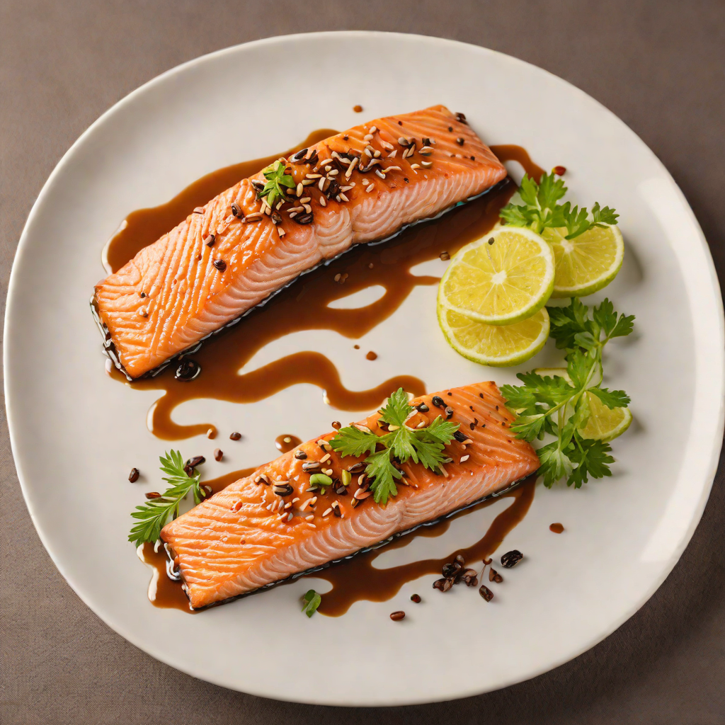 Pan-Seared Salmon with Bonito Flake and Soy Glaze