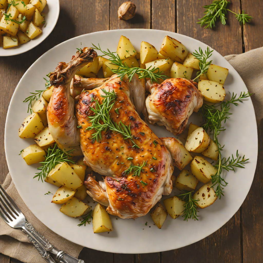 Herb-Roasted Chicken with Tuscan Garlic Potatoes