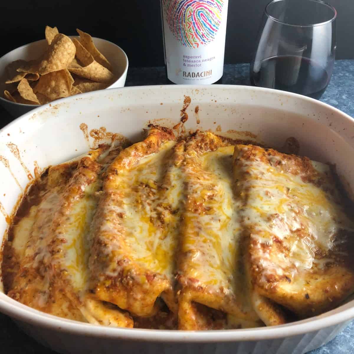 Mexican Chipotle Beef Enchiladas with Black Beans